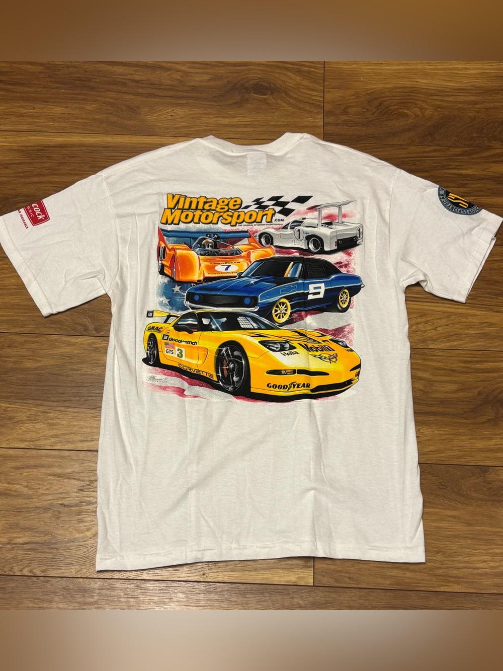 Vintage Motorsport Graphic Tee - White with Racing Artwork